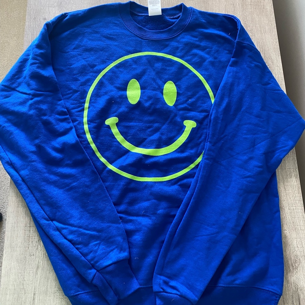 Never Worn- Trendy Smiley Face Sweatshirt